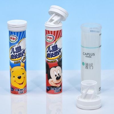 VC Effervescent Tablets Twist Lock Plastic Empty Tube for Custom Logo and Biodegradable
