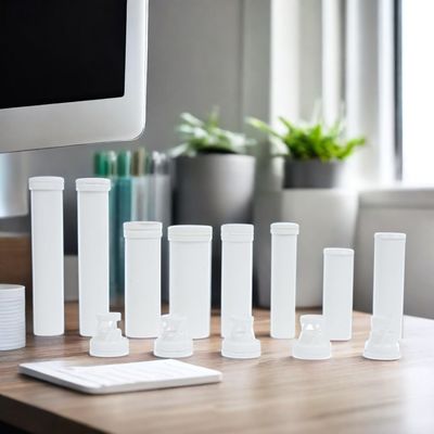 Custom Height Vitamin C PP Plastic Effervescent Tablet Containers With Cap White 2024