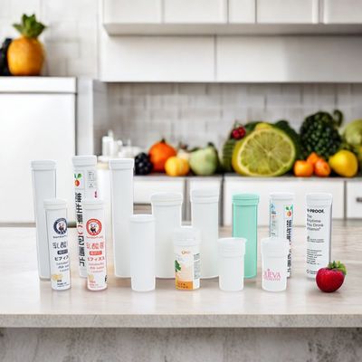 Custom Height Vitamin C PP Plastic Effervescent Tablet Containers With Cap White 2024