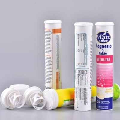 Product PP Plastic Effervescent Tablet Tube with Desiccant Cover and Customize Logo