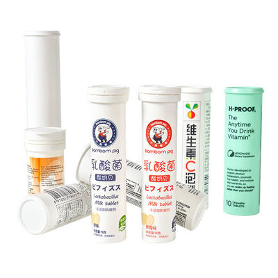 PP White Effervescent Tablet Tube with Desiccant Stopper for Vitamin Pills Packaging